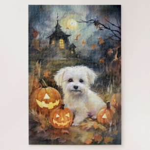 Puzzle Coton De Tulear Halloween Avec Peur Citrouille