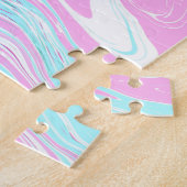Puzzle Coton rose et bleu Turquoise Bonbons Couleurs Marb (Côté)