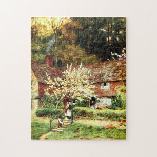 Puzzle Cottage Cherry-tree Poussée Helen Allingham