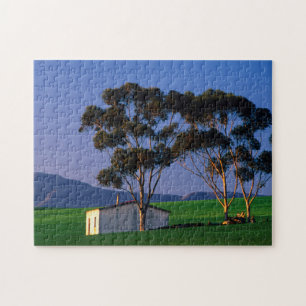 Puzzle Cottage de travailleur agricole et champs de blé,