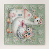 Puzzle Cottage Goose Floral House Scène (Horizontal)