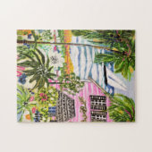 Puzzle Cottage rose près de la baie I (Horizontal)