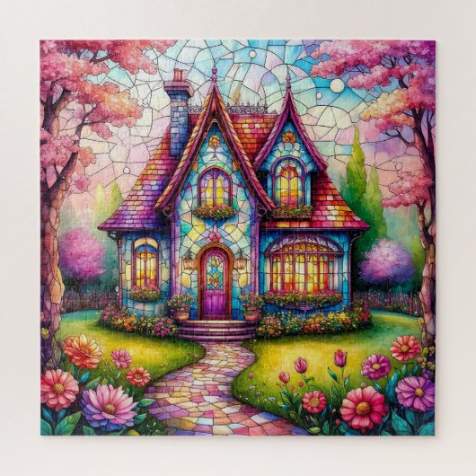 Puzzle Cottage Whimsical Avec Jardin Fleur Vibrant (Vertical)