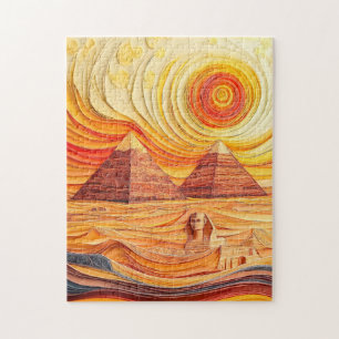 Puzzle Couchage de papier au coucher du soleil aux Pyrami
