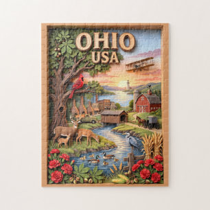 Puzzle Couche de paysage de voyage en 3D de l'Ohio au cou
