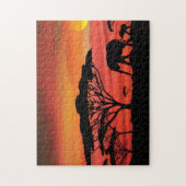 Puzzle Coucher de soleil africain éléphant (Vertical)