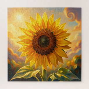 Puzzle Coucher de soleil au tournesol doré radieux