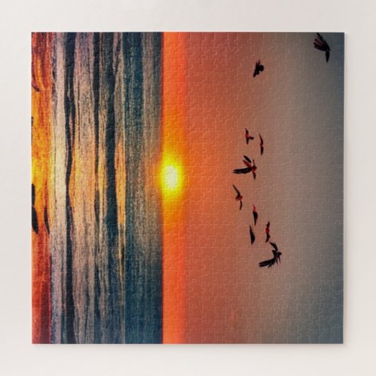 Puzzle Coucher de soleil avec oiseaux (Horizontal)