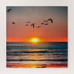 Puzzle Coucher de soleil avec oiseaux