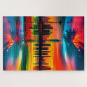 Puzzle Coucher de soleil coloré Cityscape Art (Horizontal)