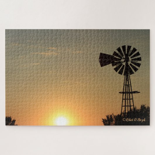 Puzzle Coucher de soleil coloré Kansas, moulin à vent ave (Horizontal)