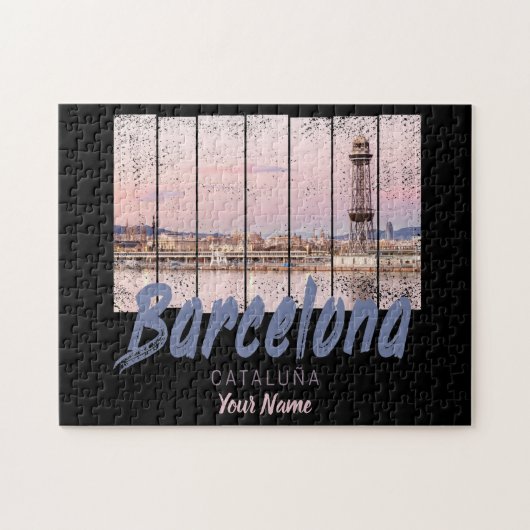 Puzzle coucher de soleil de Barcelone Catalogne Skyline E (Horizontal)