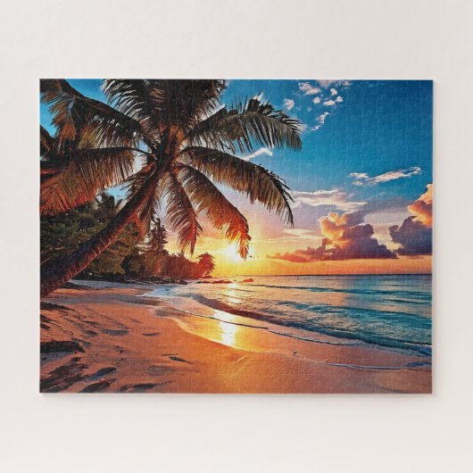 Puzzle Coucher de soleil de plage tropical (Horizontal)