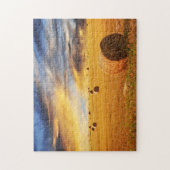 Puzzle Coucher de soleil d'or sur le terrain agricole (Vertical)