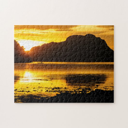 Puzzle Coucher de soleil doré sur la baie (Horizontal)