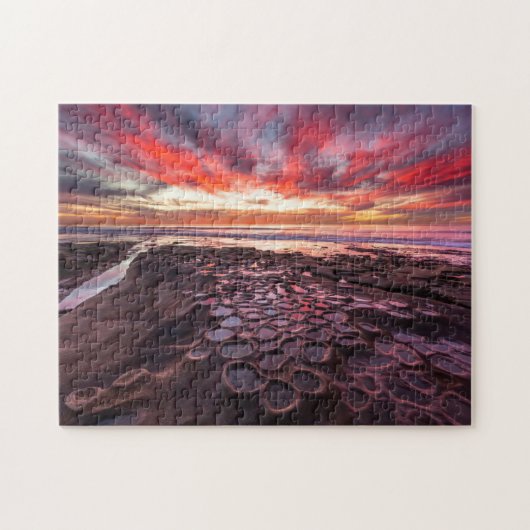 Puzzle Coucher de soleil incroyable aux bassins à marée (Horizontal)