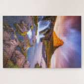 Puzzle Coucher de soleil islandais, beau paysage avec cas (Horizontal)