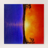 Puzzle Coucher de soleil/lever du soleil, Paysage du lac, (Horizontal)