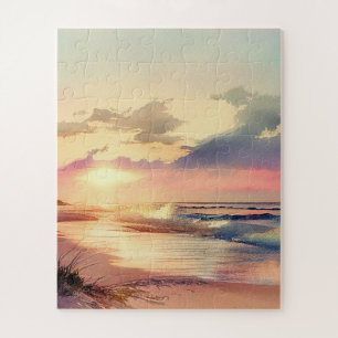 Puzzle Coucher de soleil pastel sur la plage
