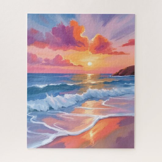 Puzzle Coucher de soleil pastel sur l'océan | Peinture co (Vertical)