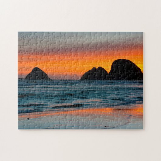 Puzzle Coucher de soleil, piles marines, Oceanside, Orego (Horizontal)