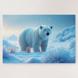 Puzzle Coucher de soleil Serene Arctic avec Ours Polaire 