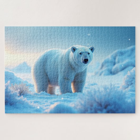 Puzzle Coucher de soleil Serene Arctic avec Ours Polaire (Horizontal)