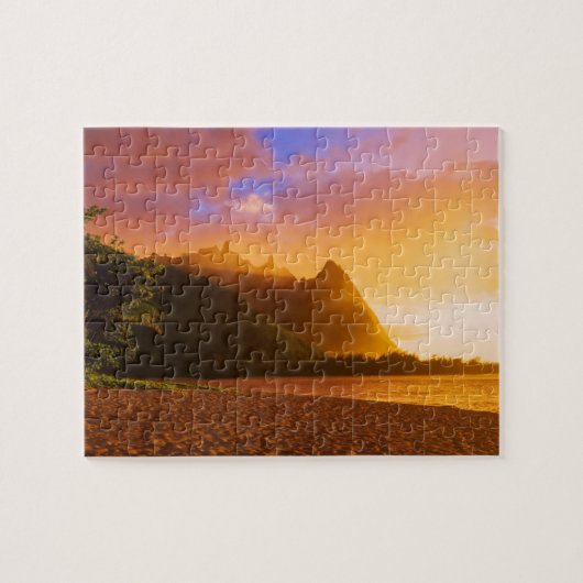 Puzzle Coucher de soleil sur la plage dorée, Hawaï (Horizontal)