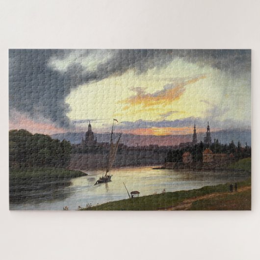 Puzzle Coucher de soleil sur la ville allemande de Dresde (Horizontal)