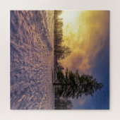 Puzzle Coucher de soleil sur le parc d'hiver enneigé (Horizontal)