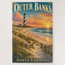 Coucher de soleil sur le phare des Outer Banks de