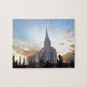 Puzzle Coucher de soleil sur le temple LDS d'Oquirrh Moun