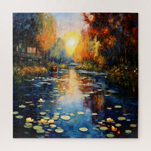Puzzle Coucher de soleil sur l'impressionnisme des étangs (Vertical)