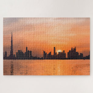 Puzzle Coucher de soleil sur une ville côtière - aquarell