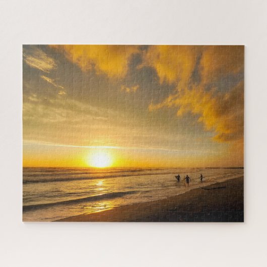 Puzzle Coucher de soleil surfeur sur la plage (Horizontal)
