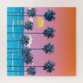 Puzzle Coucher de soleil tropical : Illustration de plage (Horizontal)