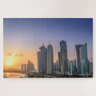 Puzzle Coucher du soleil au-dessus de la ville de Doha,