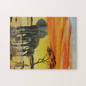 Puzzle coucher du soleil d'éléphant (Horizontal)