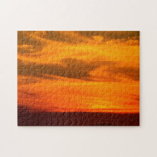 Puzzle Coucher du soleil rouge jaune-orange brillant de