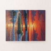 Puzzle Coucher Rouge Océan Peinture de paysage marin (Horizontal)