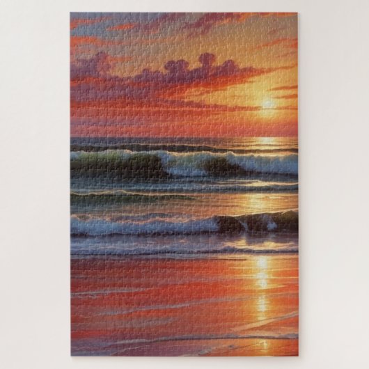 Puzzle Coucher Rouge Océan Peinture de paysage marin (Vertical)