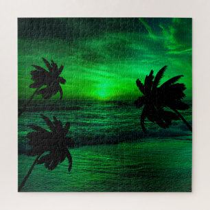 PUZZLE COUCHERS DE SOLEIL VERTS PAYSAGE OCÉANIQUE