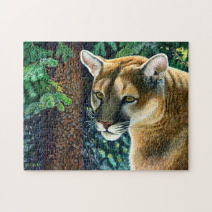 Puzzle Cougar In The Woods, Peinture Acrylique