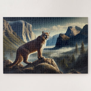 Puzzle Cougar sur les Rochers, Paysage montagneux