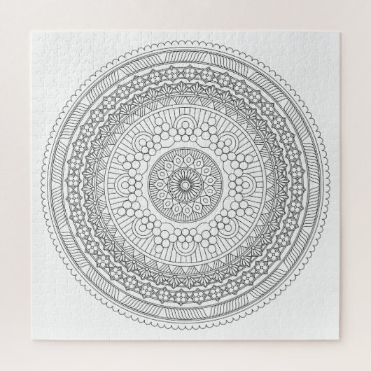 Puzzle Couleur Mandala v3 ronde noir et blanc (Vertical)