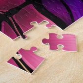 Puzzle Couleur rose florale et feuille en verre (Côté)