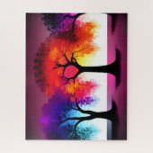 Puzzle Couleurs Abstraites d'automne avec Silhouette noir (Vertical)