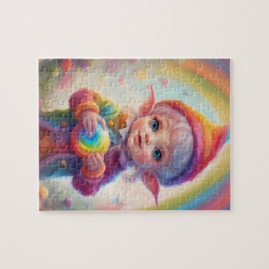 Puzzle Couleurs arc-en-ciel mignon petit elfe (Horizontal)