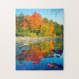 Puzzle Couleurs d'automne se reflétant dans un ruisseau d