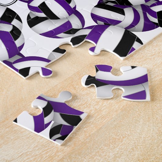 Puzzle couleurs de l'équipe de volley-ball violet noir (Côté)